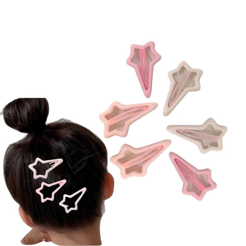 樂天商城 - [YNOBUN] 可愛いピンクの星型児童用ヘアクリップ 女の子用サイド・額の前髪クリップ ベビー用ビービークリップ ヘッドアクセサリー ヘアクリップ 赤ちゃん 児童 女の子 リボン 髪飾り