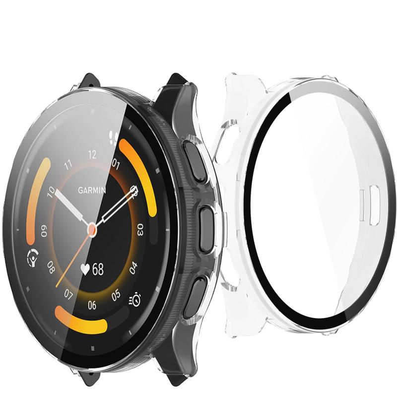 UIUIKA For Garmin Venu 3 カバー ガーミン Venu 3 保護ケース 強化ガラスフィルム&amp;PCフレーム 落下防止 衝撃吸収 スクラッチ防止 防塵防水 指紋防止 軽量薄型設計（ブラック)