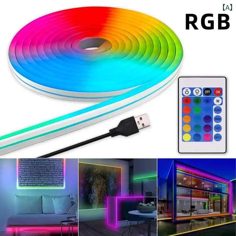 ネオン セット 赤外線 リモコン フレキシブル RGB 装飾 灯 DIY 造形 USB 防水 網 ...