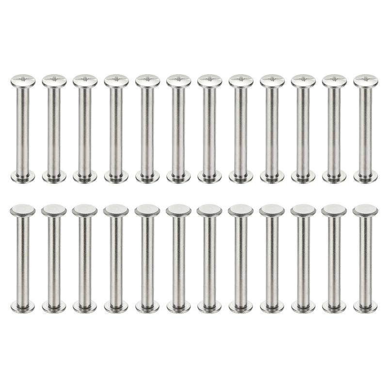 Rakuten - PATIKIL 24セット シカゴスクリュー 5x40mm(DxH) シカゴスクリュー フィリップ ス バインディングポストスクリューボルト レザーリベット 304ステンレススチールファスナー レザーベルト スクラ