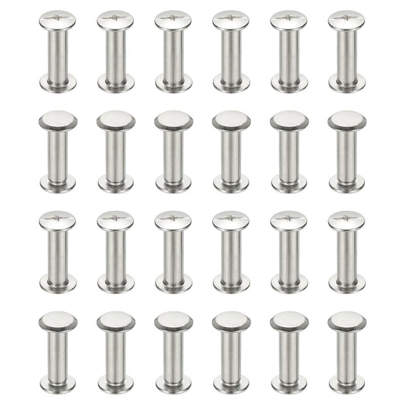 乐天商城 - PATIKIL 24セット シカゴスクリュー 6x20mm(DxH) シカゴスクリュー フィリップ ス バインディングポストスクリューボルト レザーリベット 304ステンレススチールファスナー レザーベルト スクラ