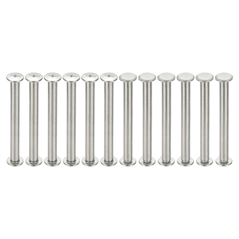 PATIKIL 24セット シカゴスクリュー 6x60mm(DxH) シカゴスクリュー フィリップ ス バインディングポストスクリューボルト レザーリベット 304ステンレススチールファスナー レザーベルト スクラ