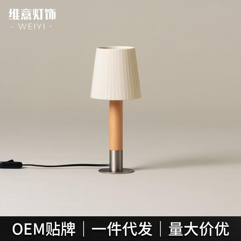 Table, Paper Lamps - 中古 ヴィンテージプリーツテーブルランプリビングルーム 書斎 寝室 スタイル 韓国 無垢 材 ベッドサイドランプ 装飾小さな テーブル ランプ