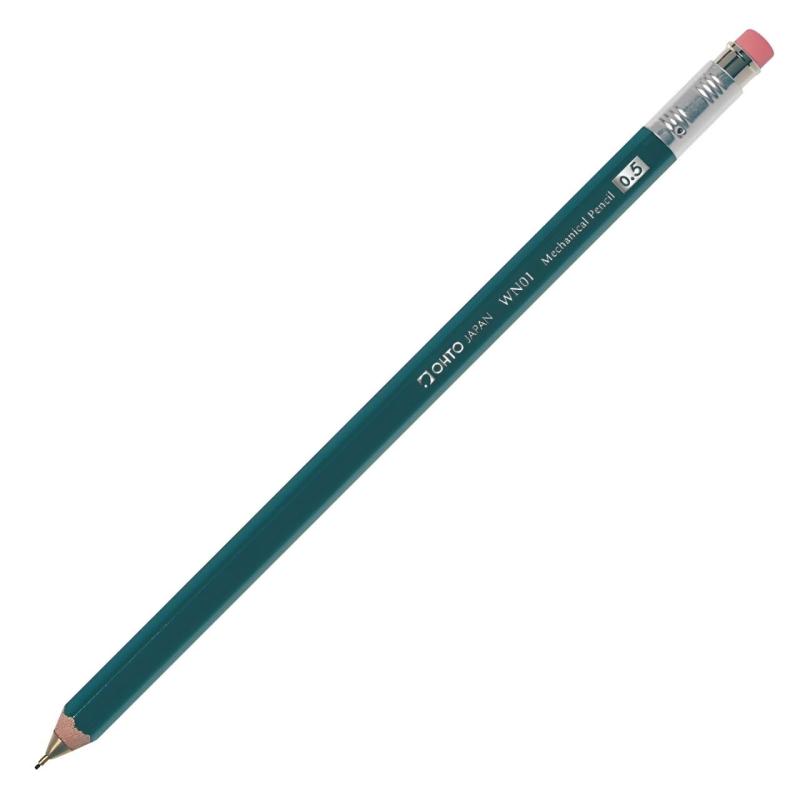 オート シャープペンシル 木軸シャープ WN01 WN01-SP5-GN【サイズ】全長163mm×軸径7.9mm【重量】5.5g 【芯径】0.5mm【材質】軸:天然木、ノック・口金:真鍮【生産国】日本