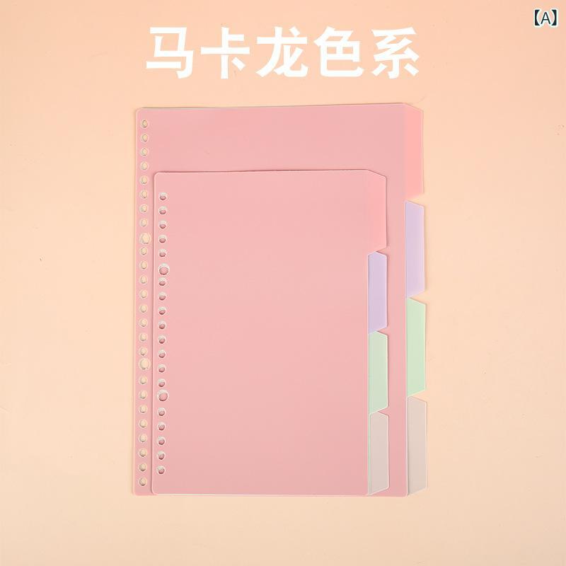 PP 分類 ラベル ページ 紙 B 5 ルーズリーフ ノート 用 仕切り 紙 マカロンカラー 収納 手帳
