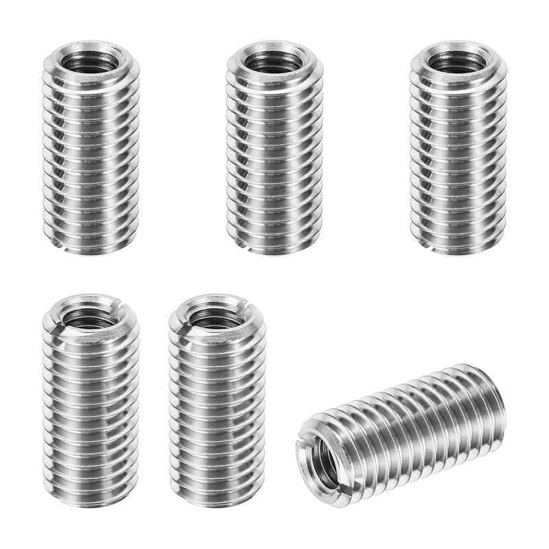 Rakuten - PATIKIL インサートナット M8→M12オス 長さ25mm 6個セット 303ステンレス 割溝タイプ ねじ変換アダプター 埋め込みナット シルバー