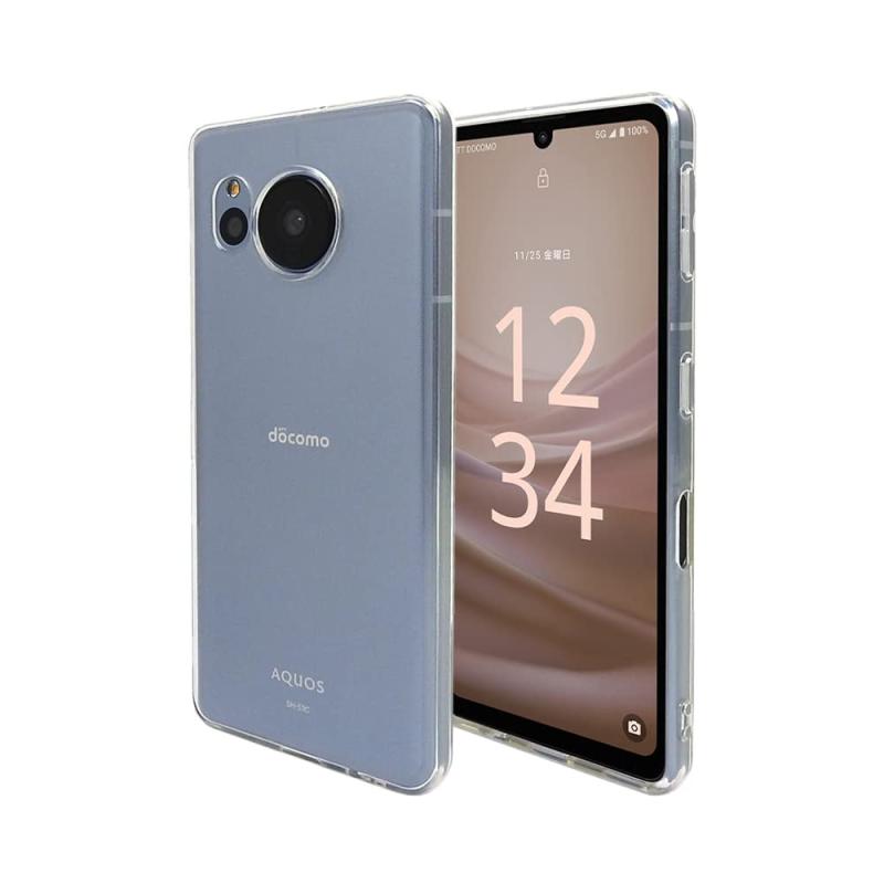 AQUOS sense7 スマホケース クリア カバー 耐衝撃 薄型 耐熱性 シンプル 高光沢 軽量 ソフト ラバーケース ストラップホール付 
