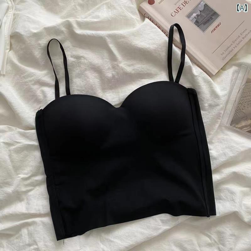 氷 糸の スト ラップの 中に無 痕 ベストの 女性 ラテックスの 胸 パッドの 一体 式の ギャルの 外に 美 背の純 色の 底の 上着を 着ます。(x2)