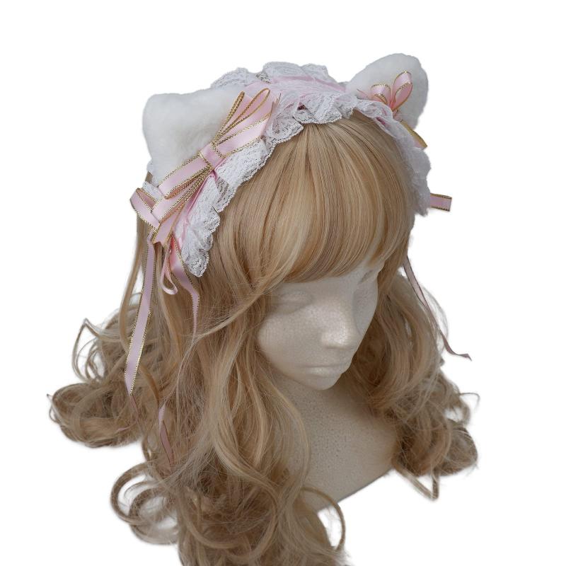 ヘッドドレス 猫耳 ロリィタ ヘア バンド アクセ メイド もふもふ 猫みみ フリル レース skylight-10695034 スカイライト パッケージ画像