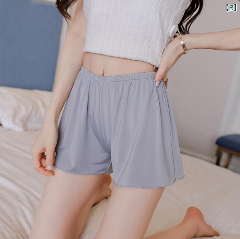 スカイライトのマスクの 底の ズボンの 女性の 夏の 内外は ゆったり して いる 大きい サイズの 薄い タイプの 氷の 糸の 睡眠の ズボンの 女性の 防 走 光の 家の 安全 ズボンを 着ます。｜アングル2