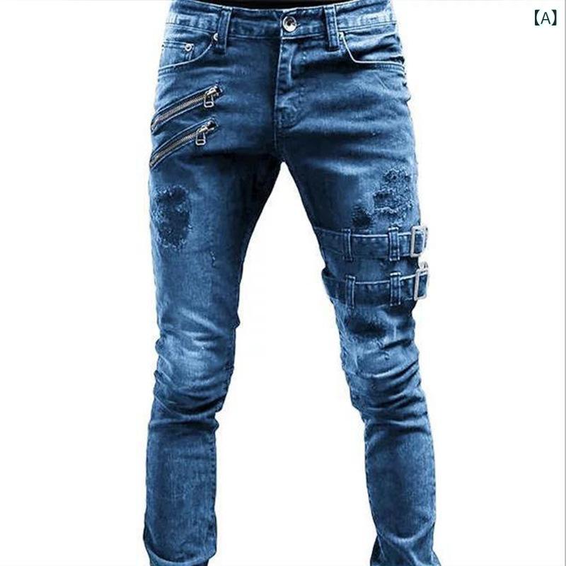 欧米 向け クロス ボーダー 販売、 個性 的で 流行の アマゾン wish 風 ストレッチスキニージーンズ、 メンズスリムフィット、 若者 向け