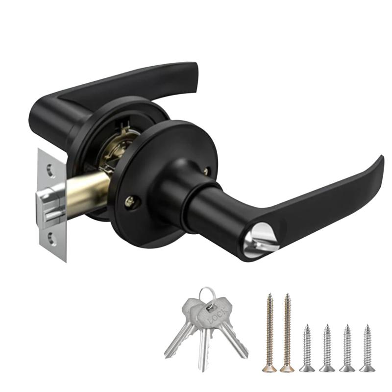 DIFEIUKI ドアノブ 3本鍵付き ドアレバー レバーハンドル 防腐 防銹 盗難防止 ドアノブ交換レバー トイレ 室内 寝室 玄関 オフィス ガレージ 浴室に適用 取り付け簡単 左右通用 適用扉厚45-65mm