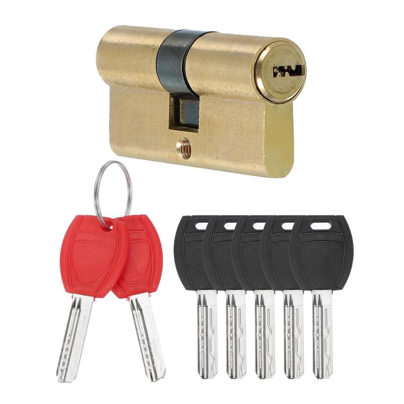 PATIKIL ヨーロピアンダブルロックシリンダー、キー付きドアシリンダーロック ソリッドブラスロックシリンダー 盗難防止木製アルミニウムドア用