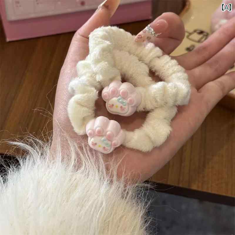 Clothing Accessories (Caps, Ties, Belts) - かわいい ミルクが 猫の 爪 kt 猫の 髪 輪が 柔らかい 萌え 秋冬の ベルベットの 頭 ひも ネット レッド ins 風 百 合 髪 飾り