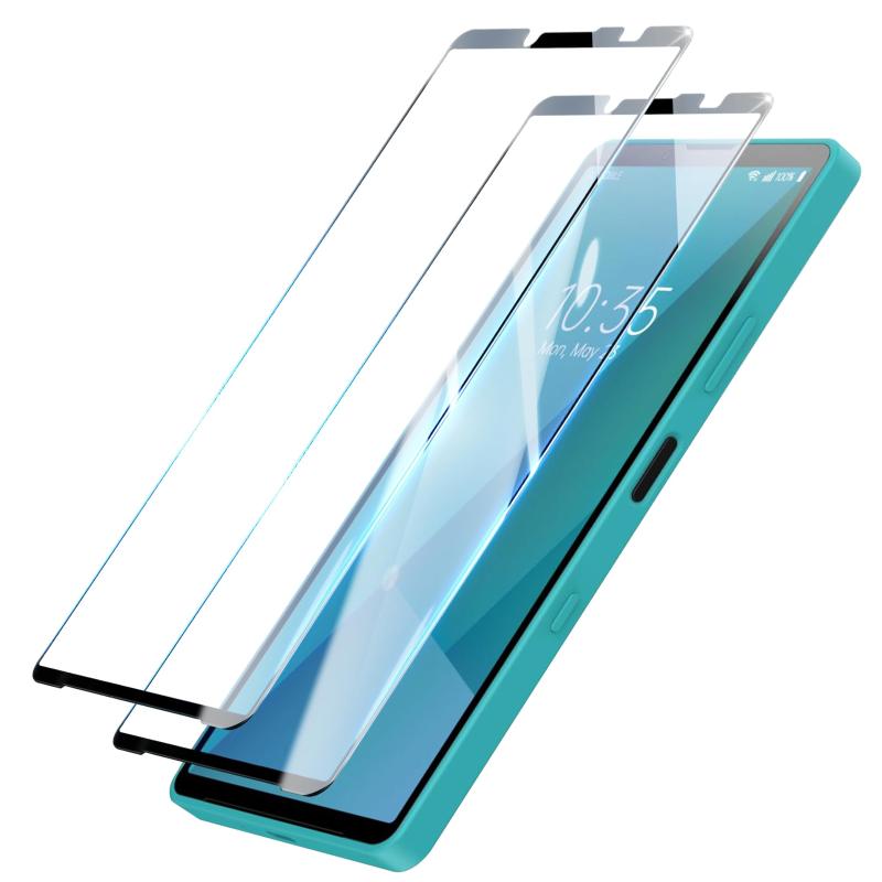 Seaqinhey 対応 Sony Xperia ガラスフイルム 指紋認証対応 (2枚) 保護フィルム 強化ガラス 硬度9H 指紋防止 飛散防止 高感度 黒縁あり