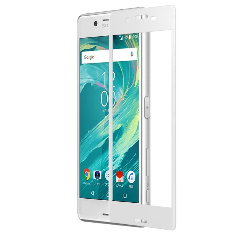 Xperia X Performance フィルム ガラス 全面吸着 ガラスフィルム 炭素繊維 3D 全面保護 SO-04H SOV33 エクスペリア X パフォーマンス PROTAGE (ホワイト)