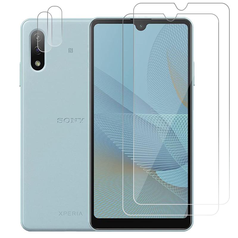 【4枚入り】for Sony XPERIA Ace II 専用ガラスフイルム [2枚] +カメラフィルム [2枚] for Sony XPERIA Ace II レンズ保護フィルム 強化ガラスフィルム 貼り付け簡単 硬度9H 気泡ゼロ 飛散防止 高感度