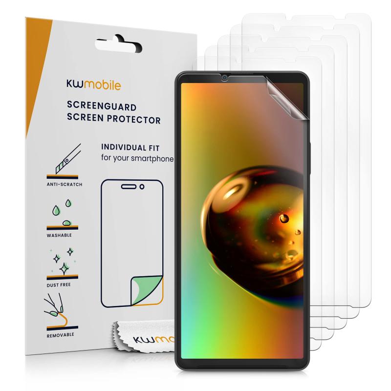 kwmobile 6x 保護フィルム Sony Xperia 10 V対応 フィルム - ディスプレイ保護フィルム 無色透明 スクリーンプロテクター