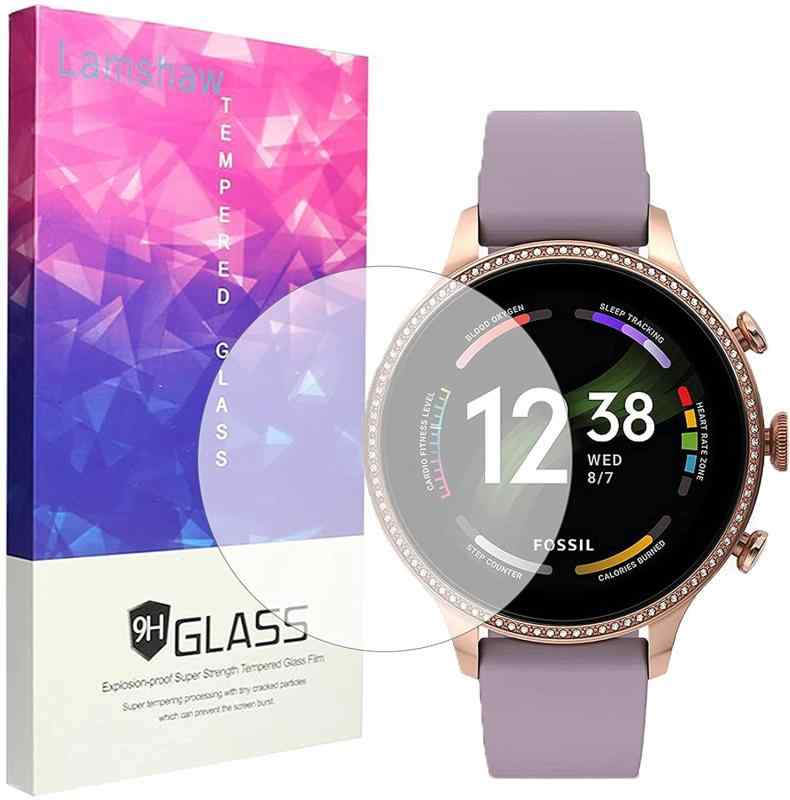 Lamshaw for Fossil Gen 6 保護フィルム, 9H ガラスフィルム カバー 対応 Fossil Gen 6 42mm / 44mm Smartwatch 2021 スマートウォッチ