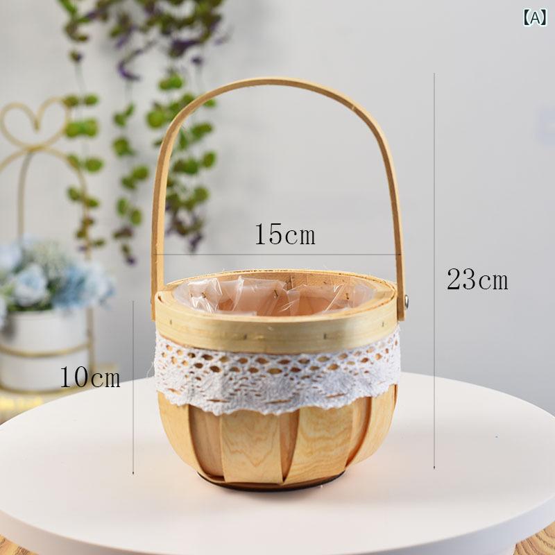 卸売 籐 バスケット ポータブル フラワーバスケットフラワーアレンジメントバスケット 収納 バスケット 織 花 バスケット 籐 正方形 手作りお 土産 籐 バスケット