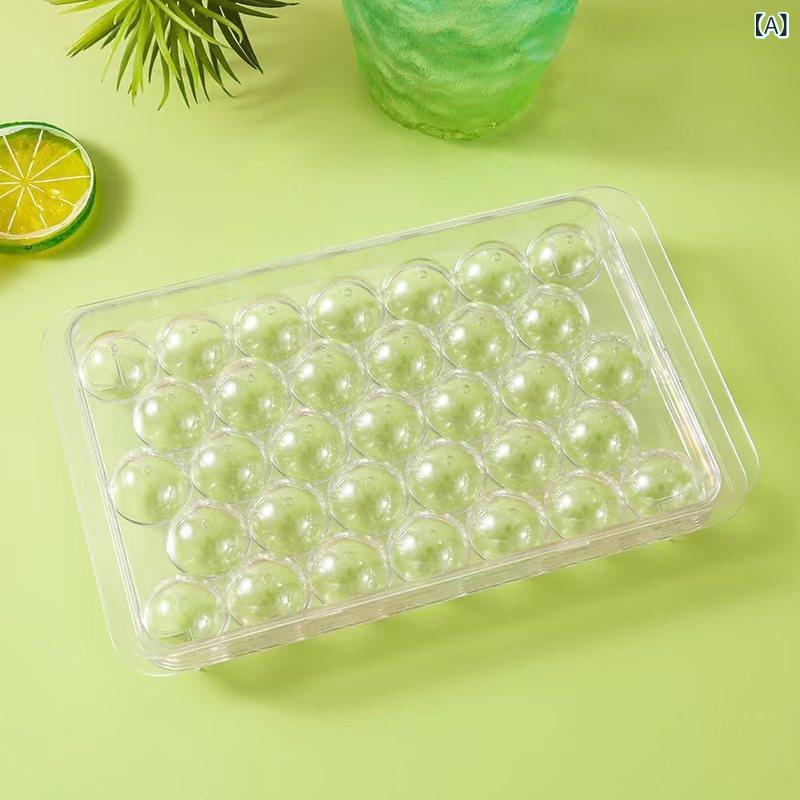 蓋 付き 家庭 用 製氷 皿、 氷 収納 ボックス、 製氷 型、 丸 型 アイス ボール、 食品 グレード PET、 簡単に 取り外せる