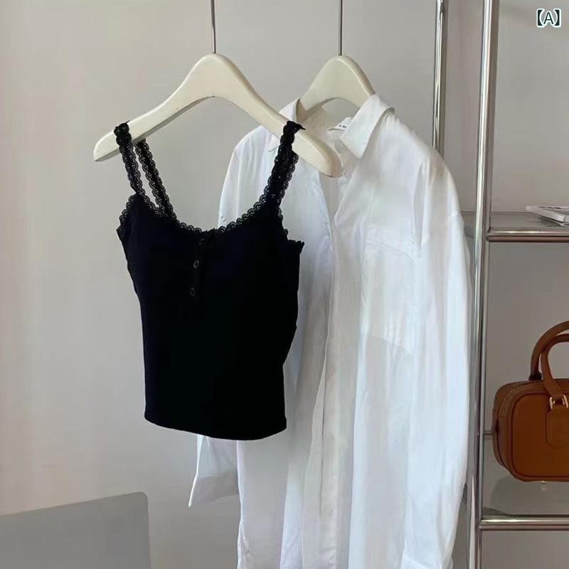 6873 胸 パッド 付き ベスト 朝 秋の レースの 縁の ボタンの ストライプの 美 背の 中に 胸の スト ラップを かける 女性(x2)