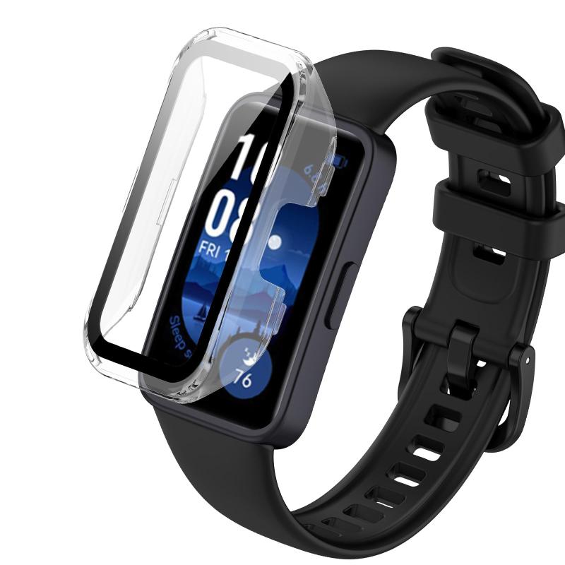 RoSoki Huawei Band 9 / Huawei Band 8 대응 케이스 보호 커버 스마트 워치 케이스 강화 유리 일체형 내충격 PC 소재 초박형 커버 상처 방지 고속 반응 내충격 전면 보호 탈착 간단 경량 Huawei Band