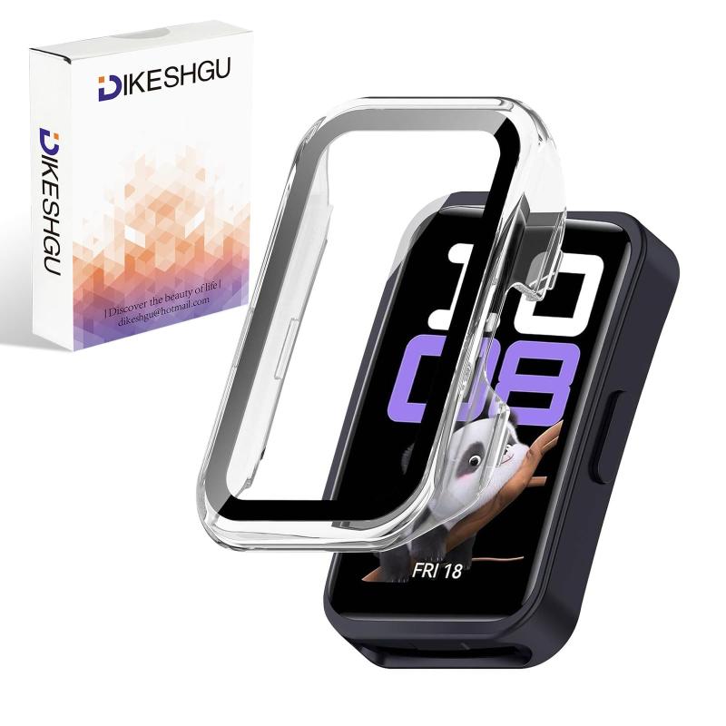 樂天商城 - Dikeshgu Huawei Band 10/9 ケース ファーウェイスマートウォッチ 10/9保護カバー ガラスフィルム 一体型 PC素材 全面保護 超薄型 装着簡単 耐衝撃 高透過率 指紋防止 傷防止(Huawei Band 10/9用,ブラック)