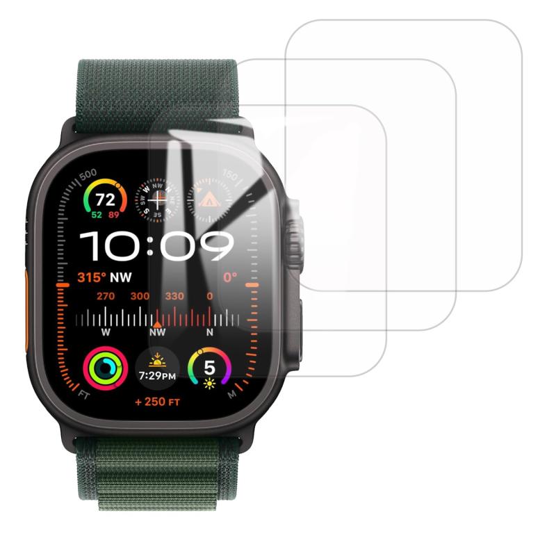 乐天商城 - 3枚セット フィルム for Apple Watch Ultra 49mm 2022 Apple Watch Ultra 2 2023 用 ガラス フィルム 9H 保護フィルム 気泡防止 飛散防止 高清 耐指紋 ultra 1/2 49mm 用