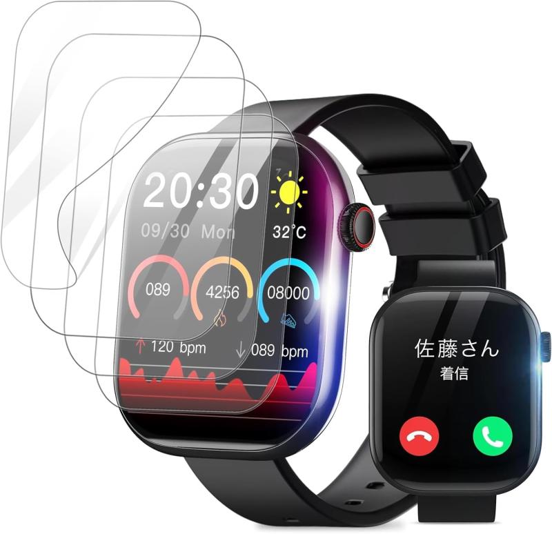 【2.08インチ超大画面&amp;省エネーモード】For Aechber スマートウォッチ 2.08 インチ 保護 フィルム 【JYJIEJIE】気泡防止 極薄 撥水撥油 高透過率 反射低減 耐指紋 指紋防止高感度 24時間自動修復