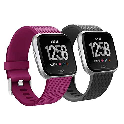 Kutop Fit bit Versa バンド, Versa 柔らかいTPE製 交換用ベルト菱形紋様や点紋様 ストラップ リストバンド フィットビット スマートウォッチ用バンド に適用す Versa スマートフィットネス