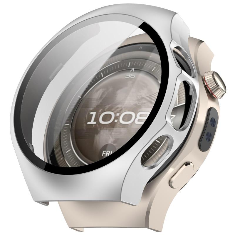 For HUAWEI WATCH 5 46mm ケース ケース+ガラスフイルム PC+ガラス 高感度 一体型カバー 【larfbulroc】全面保護 耐衝撃 脱着簡単 PC ウオッチ 保護ケース 超薄型 メッキ カバー ファーウェイ スマート
