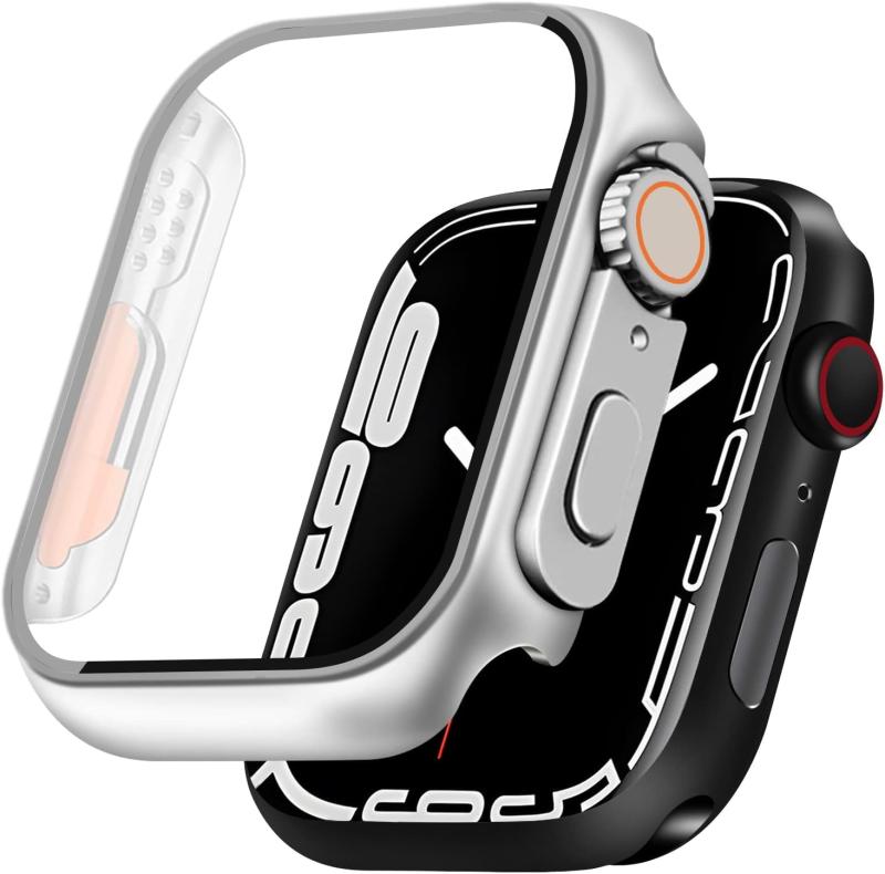 AMAPC for Apple Watch ケース 40mm 41mm 44mm 45mm 対応 と互換性があり 数秒で Ultra シリーズの外観に変換できます ガラスフィルム 一体型 apple watch 用 カバー アップルウォッチ ケース 傷防