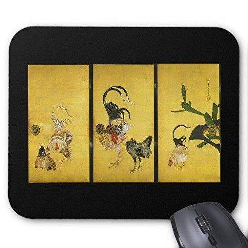 伊藤若冲『 仙人掌群鶏図 』のマウスパッド 二分割バージョン：フォトパッド（ 伊藤若冲シリーズ ） (右側)