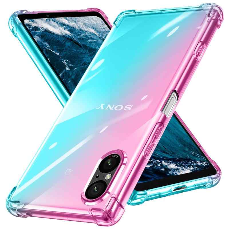 TLOMPLO 対応 Xperia 5 V 用の ケース クリア 耐衝撃 透明 シリコン カバー TPU 薄型 軽量 滑り止め 黄変防止 柔軟 Qi充電 衝撃吸収 指紋防止 米軍MIL規格取得 ワイヤレス充電に対応 カメラ保護 カバ