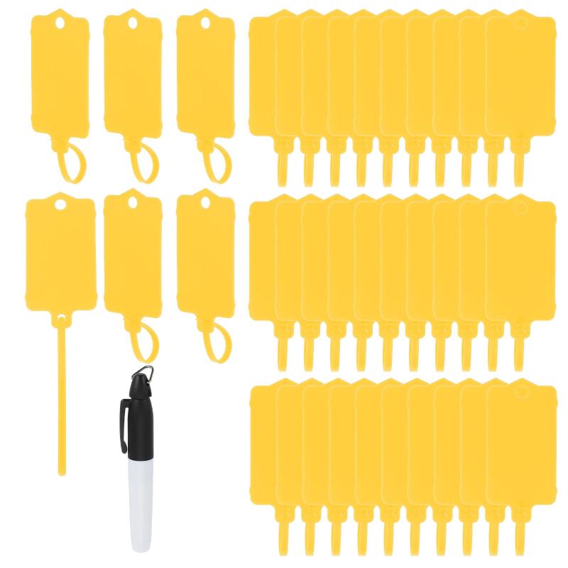 PATIKIL プラスチックタグ "x " 個 空白 防水 はいそうラベル セキュリティシール 書き込み可能な吊り下げタグ マーカーペン付き 荷物 ロジスティク ス ラベリング用