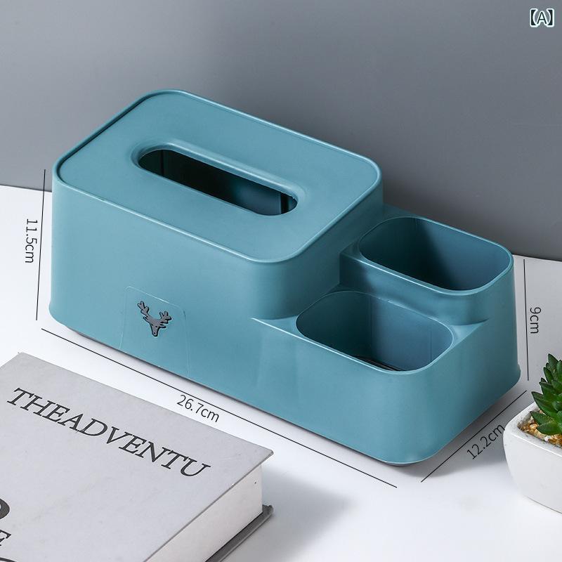 乐天商城 - シンプルな ティッシュ ボックスの リモコン 家庭 用 リビング ルームの お茶の デスク トップの 収納 ケースの アイデア 北 欧風 プラスチック ケース