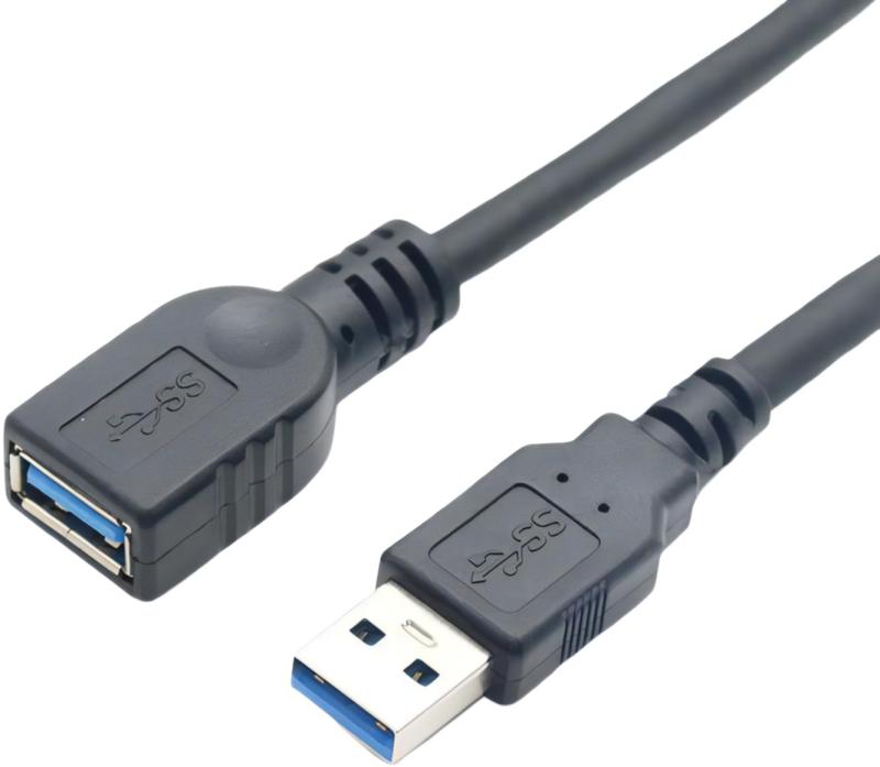USB 3.0 延長ケーブル、オス/メス、、高速データ転送5Gbps、ブラック