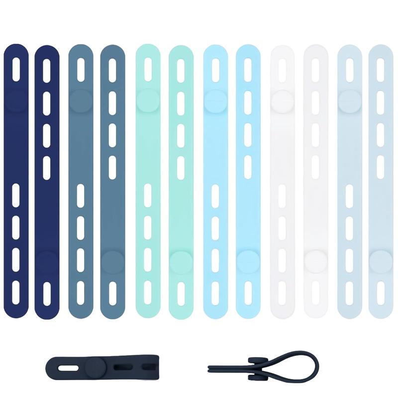 Meltryllis ケーブルクリップ シリコン ケーブルバンド 弾性 ケーブルタイ 12個セット 再利用 コード 結束 バンド 収納 整理 束ねる USB/イヤホン/電気コード 卓上 デスク周り オフィス キッチン