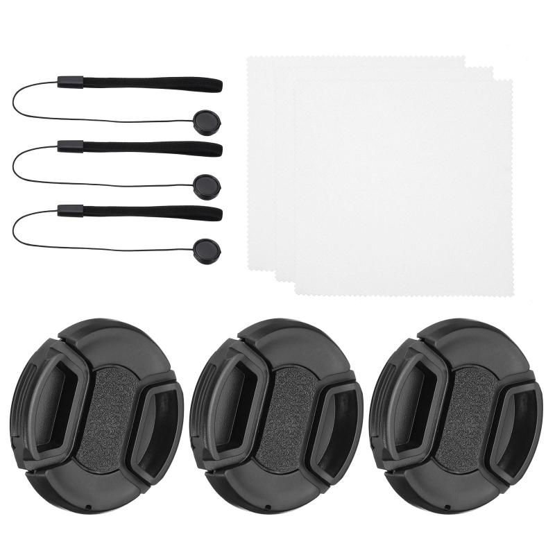 PATIKIL 52mm レンズキャップセット 3パック サイドピンチスナップカメラレンズカバー フロントレンズ用 クリーニングクロスと紛失防止キーパーリーシュ付き 52mmスレッドユニバーサルDSLRレン仕様: 対応レンズスレッド径: 5...