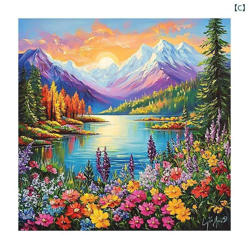 海辺の 灯台 風景 ダイヤモンド 絵画 雪山 湖 リビング ルーム 装飾 絵画 フル ダ...