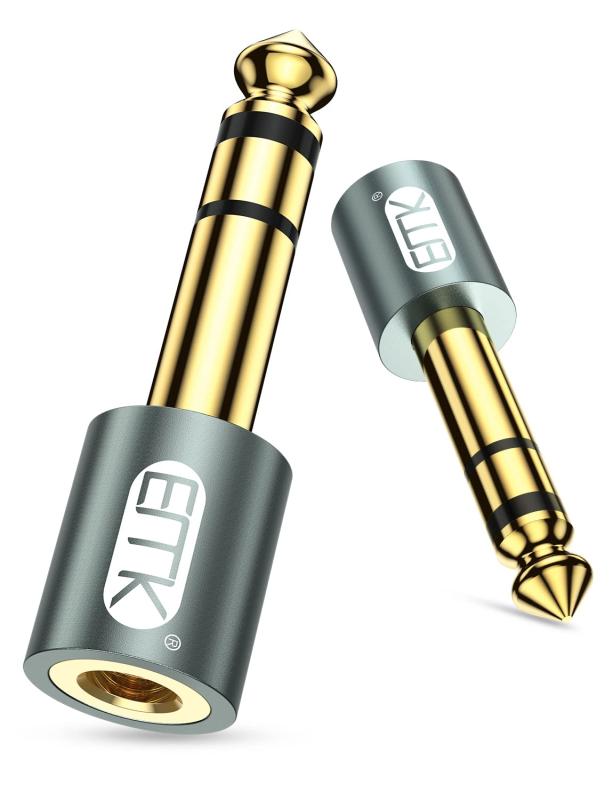 EMK 3.5mm 6.35mm 変換アダプタ ステレオミニプラグ (メス) ⇒ ステレオ標準プラグ (オス) イヤホンジャック 変換 24K金メッキコネクタヘッドホン/電子ピアノ/アンプ/イヤホン/ミキサー/プレーヤ