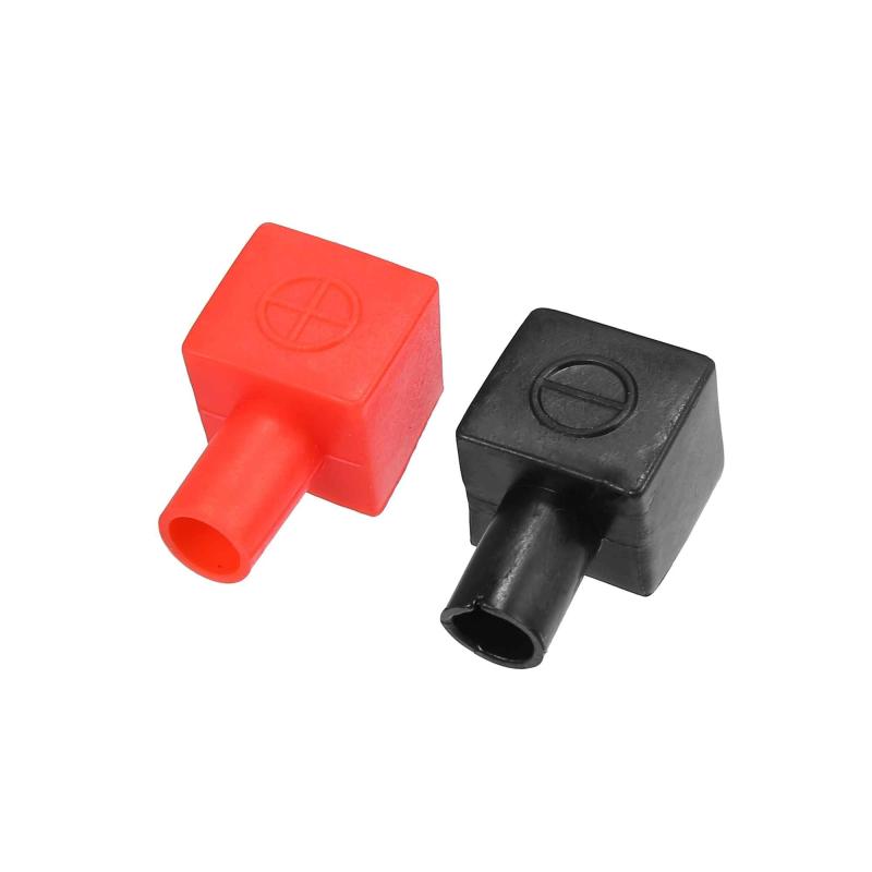 ARISELIFT バッテリー端子絶縁カバー 1組 19mm 0.75インチ 車用バッテリー プラス マイナス トップポストキャップ ユニバーサル オートバイ トラック用 耐久性 PVC レッド ブラック