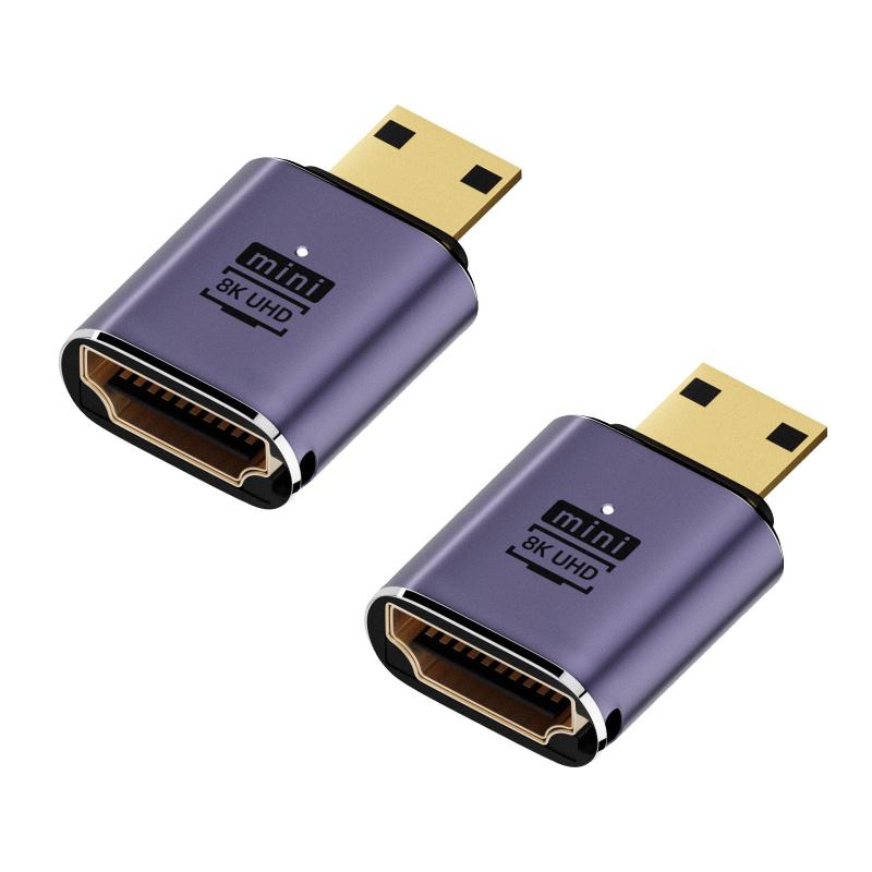 Mini HDMI to HDMI変換アダプタ プラグアンドプレイ 8K@60Hz hdmi延長アダプタUHD2.1コンパクト 2個
