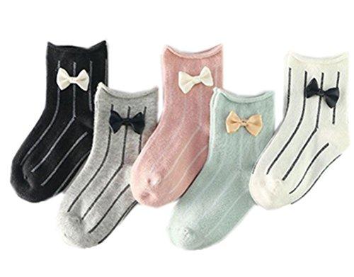 (リアルスタイル)Real Style キッズ 子供 靴下 ソックス フォーマル お姫様 リボン 蝶結び ジュニア 5足 セット キッズ クルー丈 カラフル 女の子