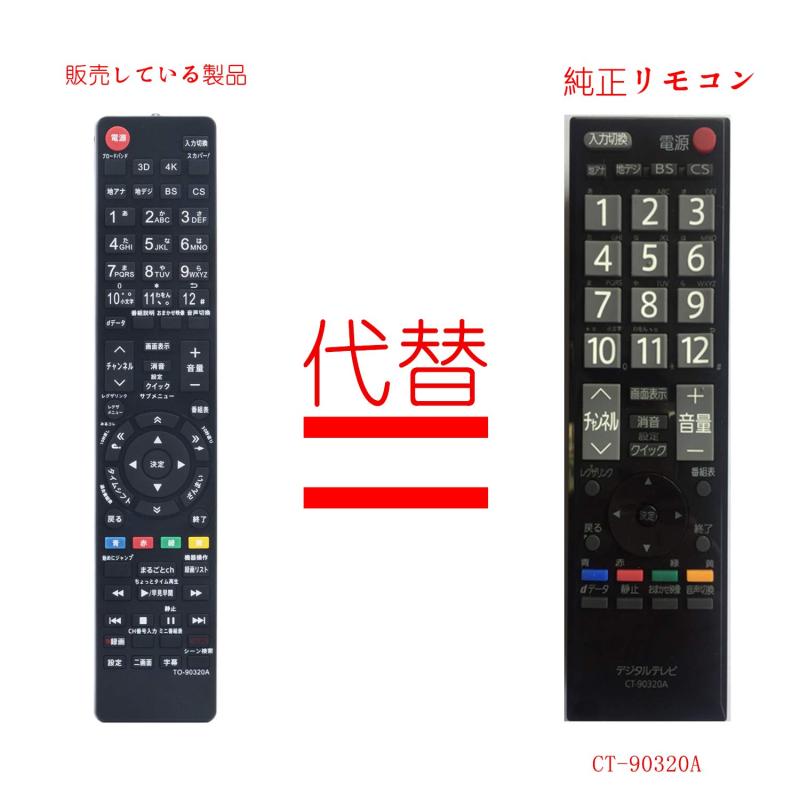PerFascin CT-90320A リプレイスリモコン Fit For 東芝（TOSHIBA) テレビ