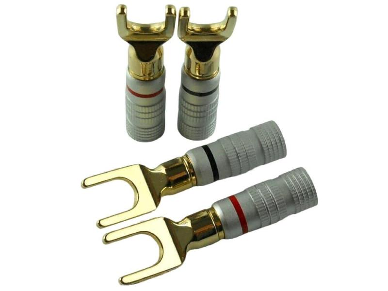 樂天商城 - Yラグ端子 Y端子 U端子 スピーカー用 24K 金メッキ ゴールド ソルダーレス 無地 A 4本セット