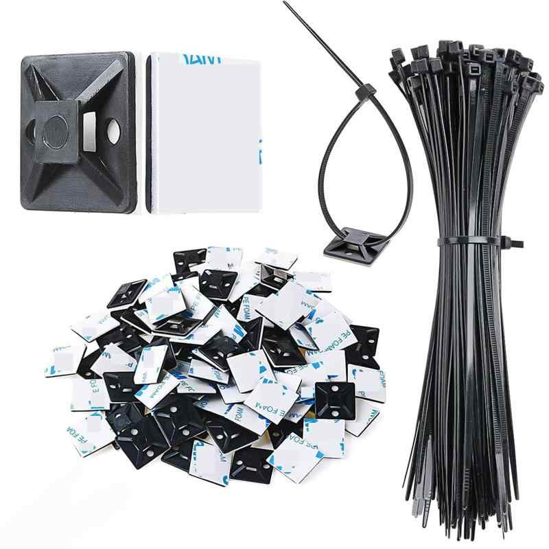 ケーブルタイ マウントベース 配線止め マウントベース ケーブルタイ 高粘着 収納 ケーブル結束バンド ..