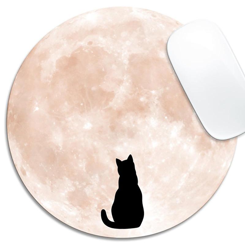 ラップトップのゲームのための円形の滑り止めのゴム製マウス パッド、オフィス旅行男性の女性の子供のためのかわいい猫パターン マウス パッド