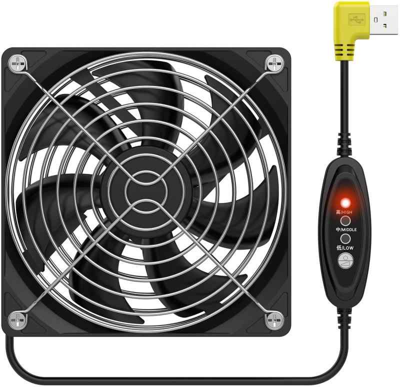 冷却ファン USB扇風機 PCファン ミニ型ファン 換気扇 3段階風力調整 ダブルボールベアリング 静音 超長寿命 薄型 5V 1600RPM高放熱強力冷却 PC/ルーター/PS3/PS4/Xbox冷却対応(2.0)